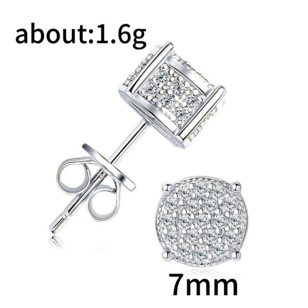 Hip Hop Sparkling Zircon Stud Earrings,4 Prong Setting, Bling Design,Unisex For Daily Wear And Parties