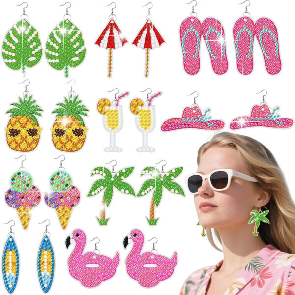 2a94d073-d5b2-46a6-a85e-fcad35a1f524.jpg 10 Pair Hawaii Theme Rhinestone Painting Earrings