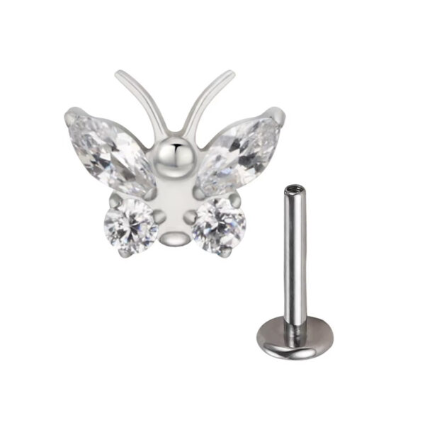 Butterfly Whisper 1 Pair Of Women's Earrings, Butterfly Shaped Earrings, Stainless Steel Zircon Earrings With Flowers, Crystal Clusters Blooming