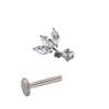 Right Grand Implant Grade Titanium 16G Triple Marquise CZ Internally Threaded Labret Monroe Lip Cartilage Helix Stud Earring