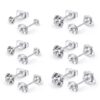 Huazi Diamond, Butterfly Buckle Titanium Steel Stud Earrings 6 Pairs