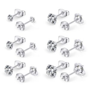 48dfb682-cb51-4092-99cf-4e6fb98b2554.jpg Huazi Diamond, Butterfly Buckle Titanium Steel Stud Earrings 6 Pairs