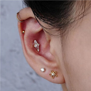 4feea956-31ac-4bf0-8441-d46b7a03e989.jpg 1 Pair Of Women's Earrings, Geometric Glow Earrings, Stainless Steel Zircon Earrings With Flowers, Crystal Clusters Blooming