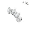 1pair Of Women's Earrings With Floral Stainless Steel Zircon Earrings Crystal Cluster Bloom