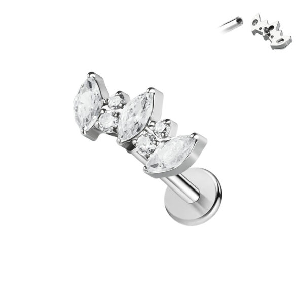 1pair Of Women's Earrings With Floral Stainless Steel Zircon Earrings Crystal Cluster Bloom