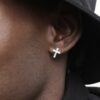 1 Pair Korean Trendy Zircon Cross Stud Earrings,Sparkling, Unisex.Hip Hop Piercing Jewelry