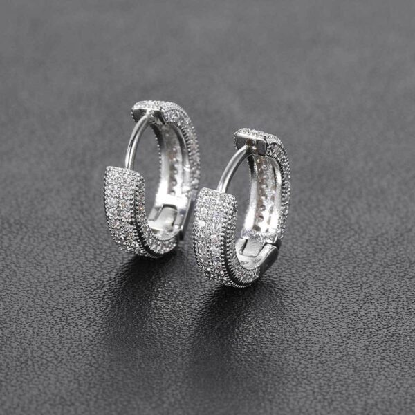 1 Pair Men's Hip Hop Zircon Hoop Earrings,Sparkling, Sleek Luxury,Versatile And Stylish