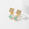 European And American Square Fashion Zircon Earrings In Various Colors