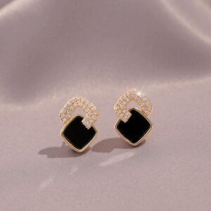 9a58c8a9-b19e-46e2-8d79-f619931c96d7.jpg Women's Cross Black Small Square Earrings Versatile Gift