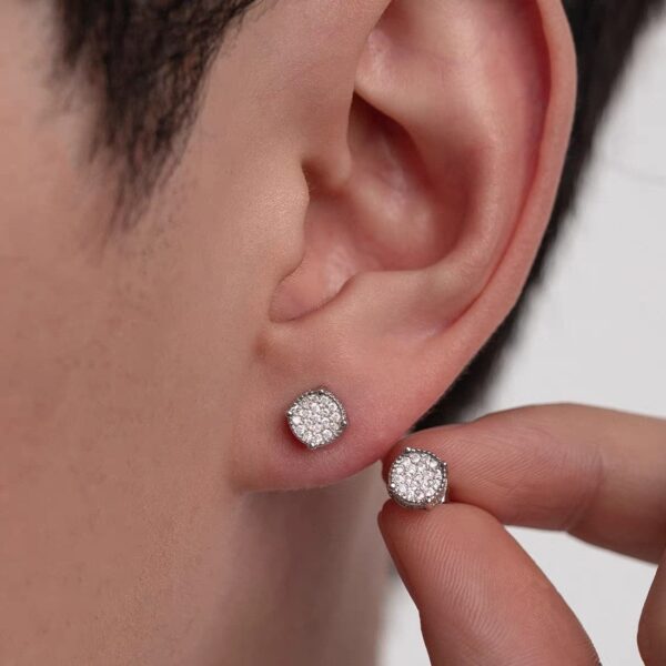 Hip Hop Sparkling Zircon Stud Earrings,4 Prong Setting, Bling Design,Unisex For Daily Wear And Parties