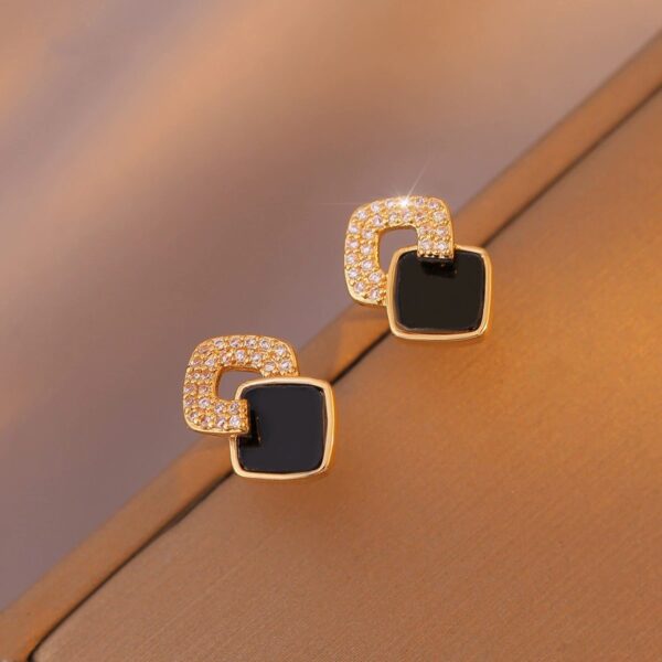 ad4d79f6-08b3-4718-9847-f9a0d7da367a.jpg Women's Cross Black Small Square Earrings Versatile Gift