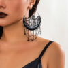 b5651840-c4e4-4a2c-a74d-8de0cdc8c4ba.jpg Halloween Flower Hollow Tassel Stud Earrings