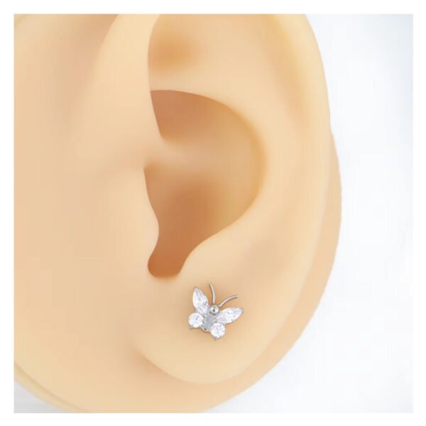 Butterfly Whisper 1 Pair Of Women's Earrings, Butterfly Shaped Earrings, Stainless Steel Zircon Earrings With Flowers, Crystal Clusters Blooming