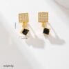 European And American Square Fashion Zircon Earrings In Various Colors
