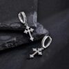 1 Pair Men's Sparkling Zircon Cross Dangle Huggie Hoops,Everyday Versatile Earrings