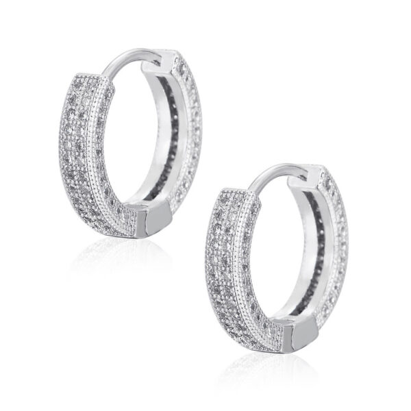 1 Pair Men's Hip Hop Zircon Hoop Earrings,Sparkling, Sleek Luxury,Versatile And Stylish