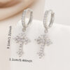 1 Pair Men's Sparkling Zircon Cross Dangle Huggie Hoops,Everyday Versatile Earrings