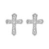 1 Pair Korean Trendy Zircon Cross Stud Earrings,Sparkling, Unisex.Hip Hop Piercing Jewelry