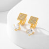 European And American Square Fashion Zircon Earrings In Various Colors