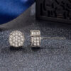 Hip Hop Sparkling Zircon Stud Earrings,4 Prong Setting, Bling Design,Unisex For Daily Wear And Parties